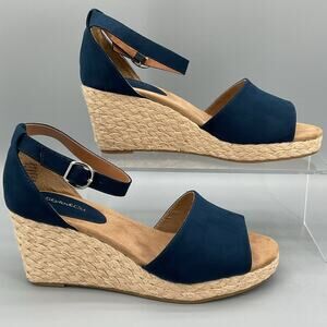NEW Style & Co Women’s Seleeney Espadrille Wedge Sandals Navy Size 9W